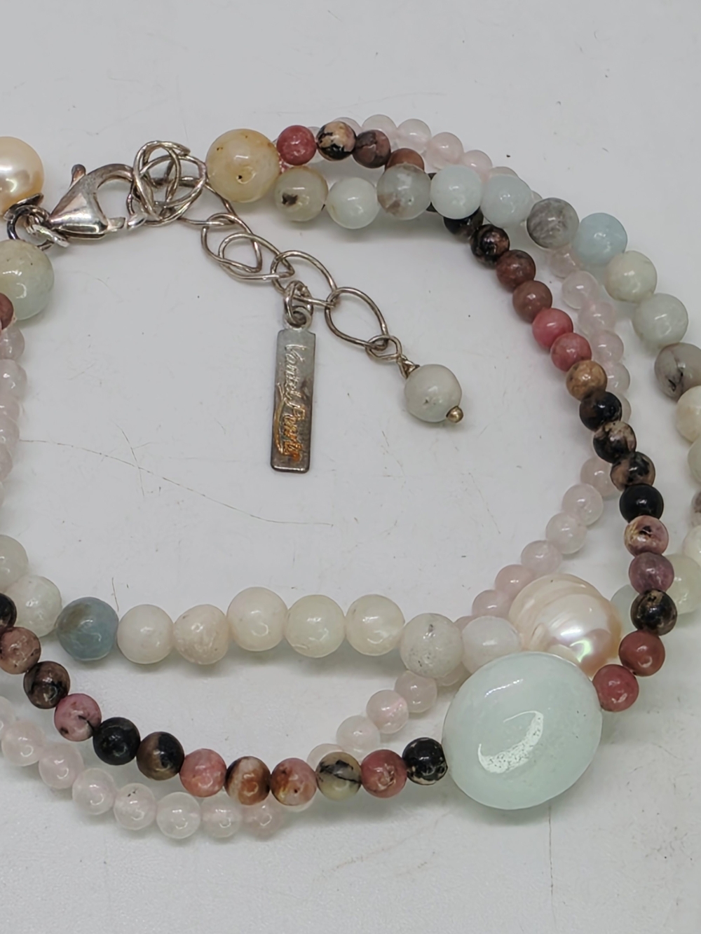 Vantel Pearls Sterling Silver Multi Strand Color Gemstone Pearl Bracelet 7-9"